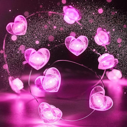 10FT Pink Heart Fairy Lights Battery Operated by EXF