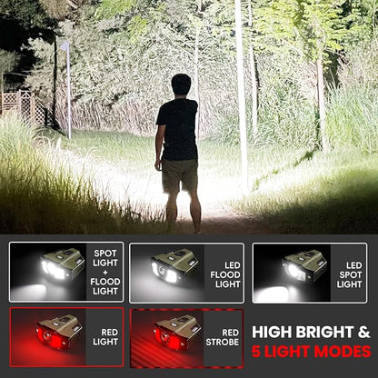 Hopedone LED Hard Hat Light, 800Lumens Rechargeable Dimmable Clip on Cap Lights - Image 3
