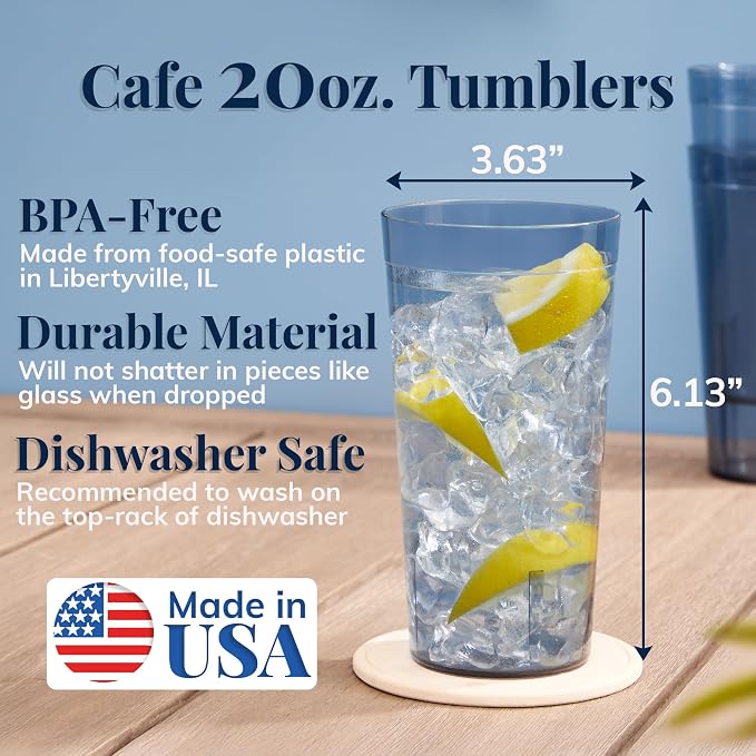US Acrylic Cafe Plastic Reusable Tumblers 20-ounce Water Cups in Grey | Value - Image 2