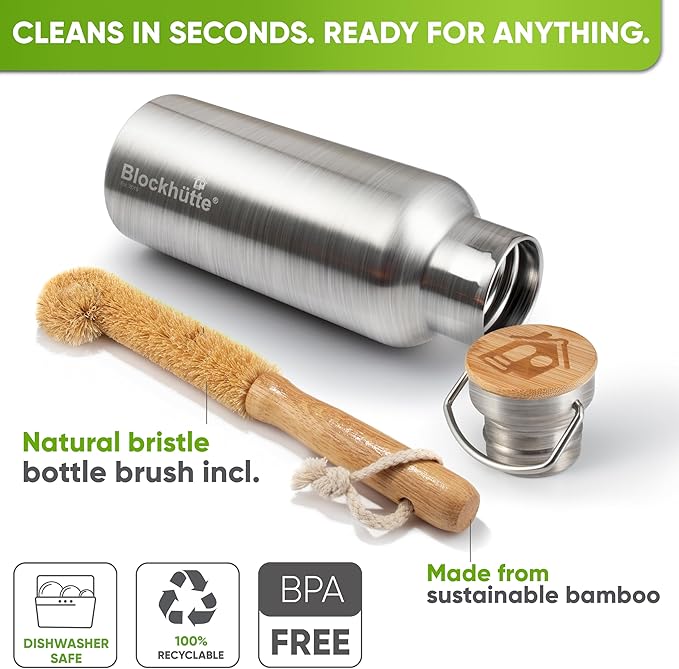 Blockhütte Vacuum Insulated Stainless Steel Water Bottle - 25 oz I Wide Mouth - Image 3