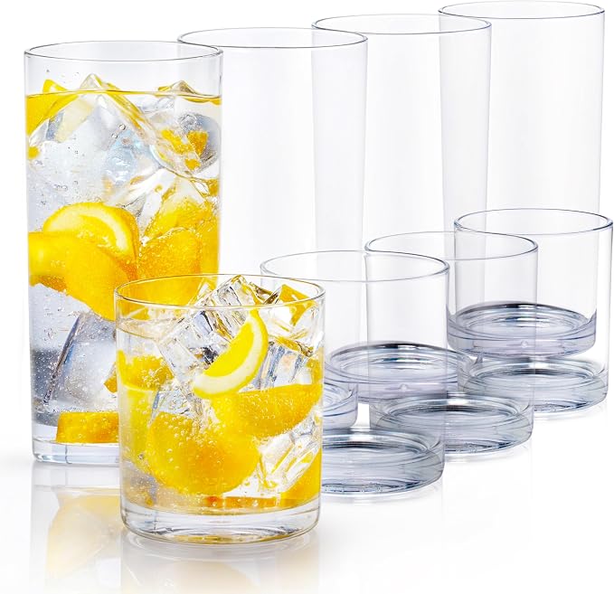 Zulay Kitchen Plastic Drinking Glasses – Mixed 16oz & 12oz Acrylic Shatterproof by ZulayKitchen