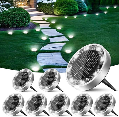 Peasur Solar Ground Lights Outdoor, 8 Pack Flat Solar Powered Disc Lights by Peasur
