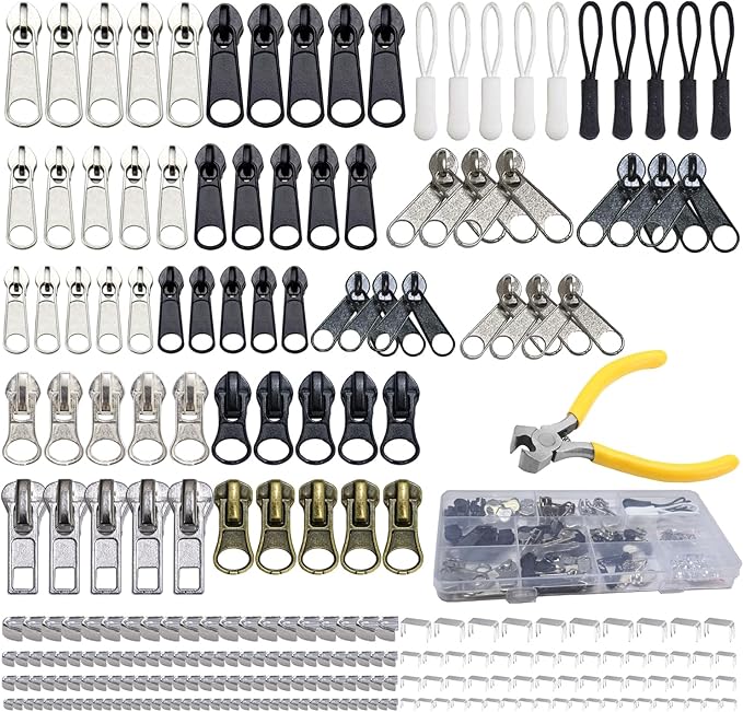 254 Pcs Zipper Repair Kit with Case Include Zipper Replacement and Pull by Unknown