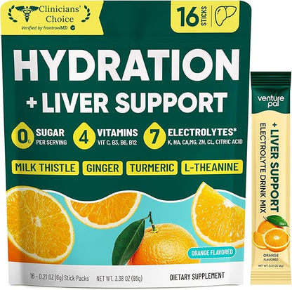 Venture Pal Hydration Packets + Liver Support- Liquid Daily IV Electrolyte by VenturePal
