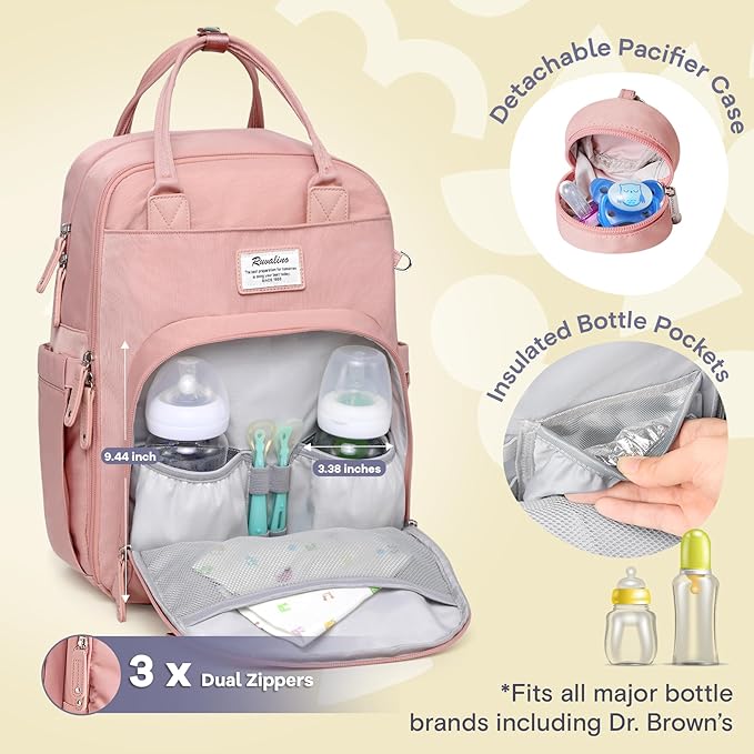 RUVALINO Diaper Bag Backpack, Maternity Baby Changing Bags - Image 2