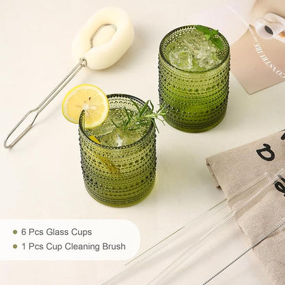 ZMOWIPDL Vintage Glassware Drinking Glasses Set of 6, 12 oz Hobnail Glass Cups - Image 5