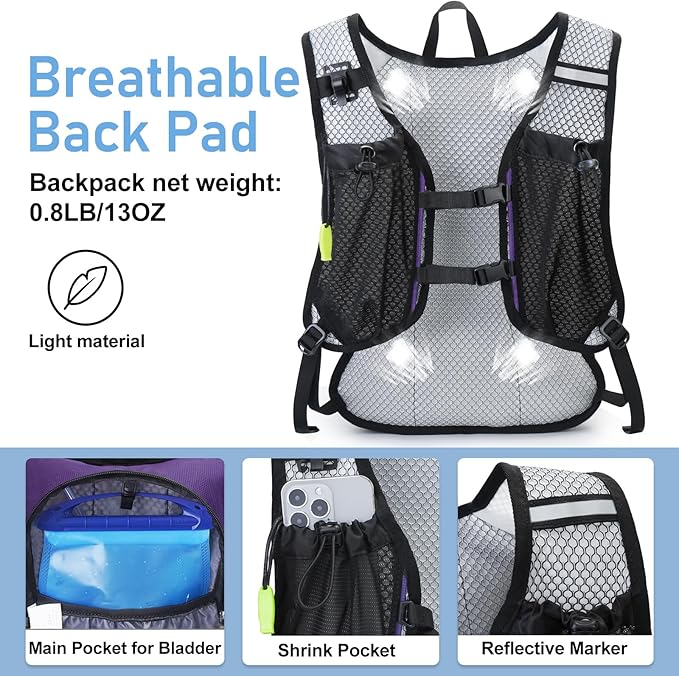 Lightweight Hydration Backpack, Running Backpack - Image 4