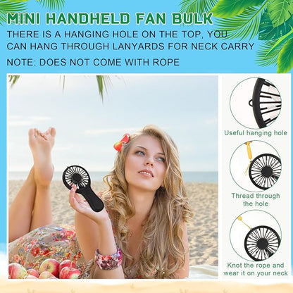 Woanger 12 Pcs Mini Handheld Fan Bulk 3 Speed USB Electric Battery Operated - Image 5