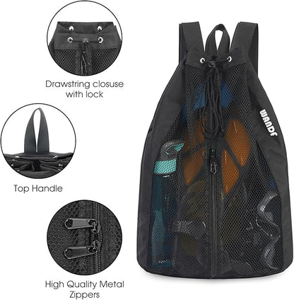 WANDF Swim Bag Mesh Drawstring Backpack Beach Backpack - Image 6