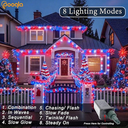 Pooqla 200 LED 66 FT 4th of July Decorations Lights, Outdoor Independence Day - Image 2