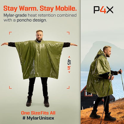 PREPARED4X Emergency Mylar Poncho – Survival Rain Poncho - Image 2