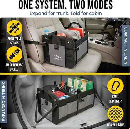 Compact Car Trunk Organizer 2-Section – Grocery, Cleaning Supplies Storage – - Image 7