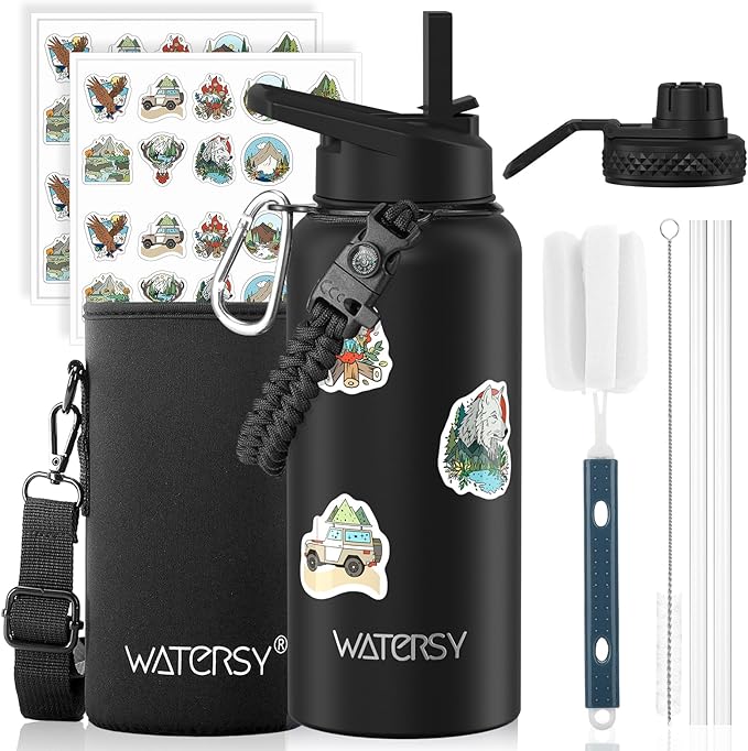 32oz Insulated Water Bottle, BPA Free&Leak Proof, Stainless Steel Water Flask by Watersy