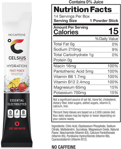 CELSIUS Hydration™ Fruit Punch, Sugar Free Electrolyte Hydration Drink Mix - Image 3