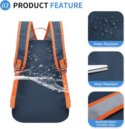 Hiking Daypack Packable, Camping Backpack Water Resistant Lightweight Polyester - Image 4