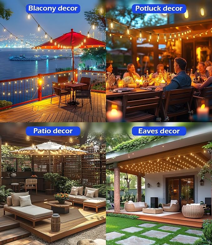 Tenmiro 60FT Outdoor String Lights, Waterproof 16+1 Edison Shatterproof Bulbs - Image 6