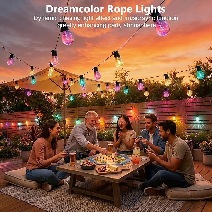 Beizelte Outdoor String Lights, 200FT RGB+IC Outside Light Dimmable - Image 5