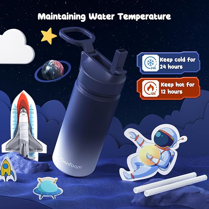 Kids Water Bottle, insulated Stainless Steel Straw Cup - Image 3