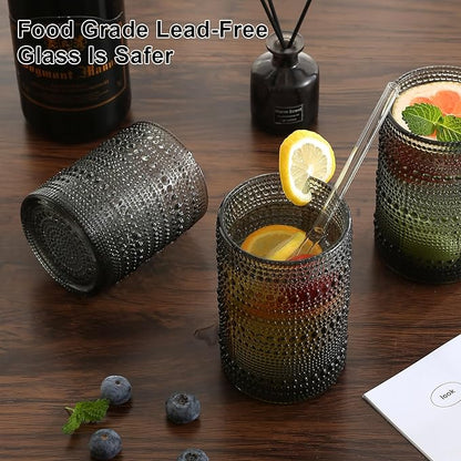 ZMOWIPDL Vintage Glassware Drinking Glasses Set of 12, Embossed Water Tumbler - Image 4