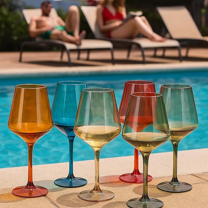 European Style Plastic Crystal, Stemmed Wine Glasses | Set of 6 | Acrylic - Image 8
