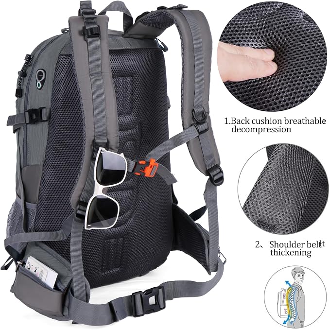 FENGDONG 40L Waterproof Lightweight Hiking, Travel Backpack - Image 4