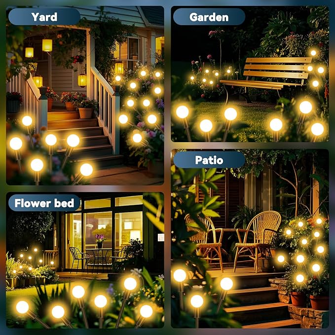 Slyuexu Solar Garden Lights Outdoor Waterproof, 2 Pack 16 LED Swaying Firefly - Image 5