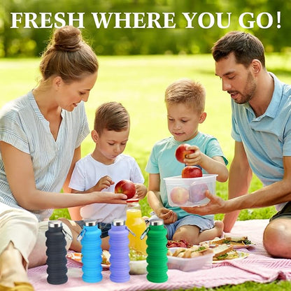 Lallisa 4 Pcs Collapsible Water Bottles 17 oz Reusable Silicone Foldable Travel - Image 6