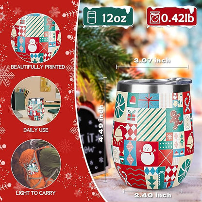 Christmas Wine Tumbler 12 oz Christmas Stainless Steel Wine Glass - Image 2