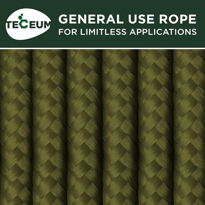 TECEUM Rope – 90 Feet x 1/4 Inch – Army Green – Strong All-Purpose Utility Rope - Image 9