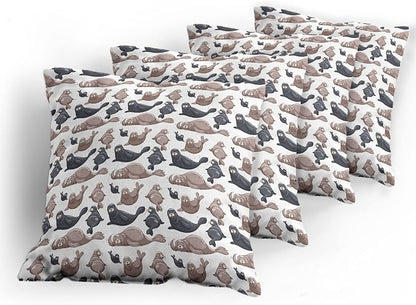 Ambesonne Sea Animals Decorative Throw Pillow Case Pack of 4, Seals - Image 5