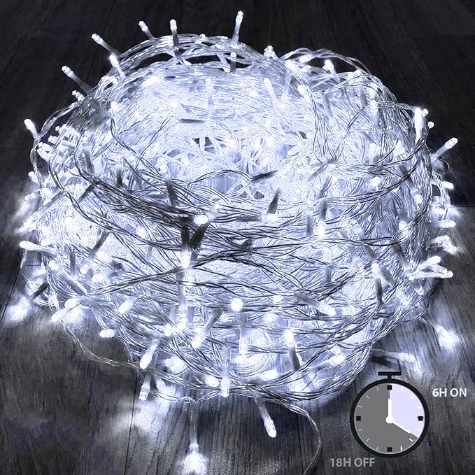 KAQ 115FT 300LED Timer Function Cool White Christmas String Lights, by KAQ