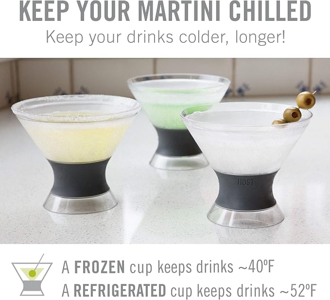 HOST Freeze Insulated Martini Cooling Cups, Plastic Freezer Gel Chiller Double - Image 4