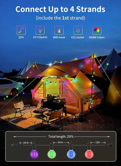 Brightown Outdoor String Lights 29 Feet G40 LED Patio Lights, 13 Plastic Edison - Image 4