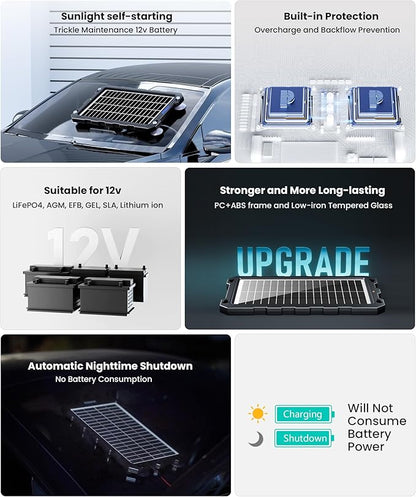 POWOXI-9W-Solar-Battery-Trickle-Charger-Maintainer -12V Portable Waterproof - Image 3