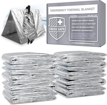 Swiss Safe Emergency Mylar Thermal Blankets + Bonus Space Blanket by SwissSafe