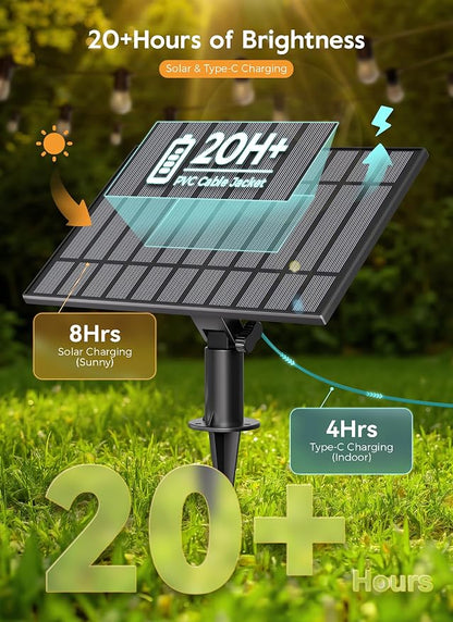 Minetom 163FT Solar String Lights Outdoor Waterproof, 52 LED S14 Shatterproof - Image 2