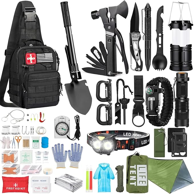 Survival Kit, Emergency Kit for Earthquake, Outdoor Adventure, Gifts for Men by ANJiME