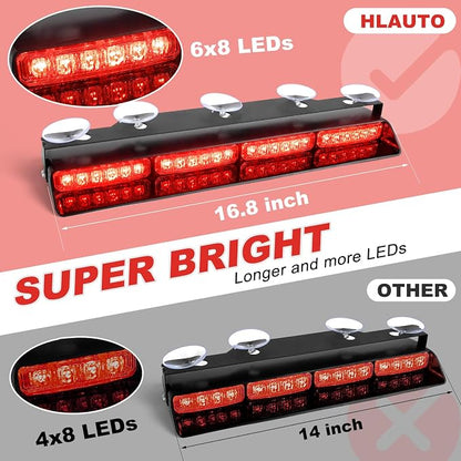 HLauto 6Z4J Emergency Dash Strobe Lights: 2x16.8 inch Red Safety Lights - Image 2
