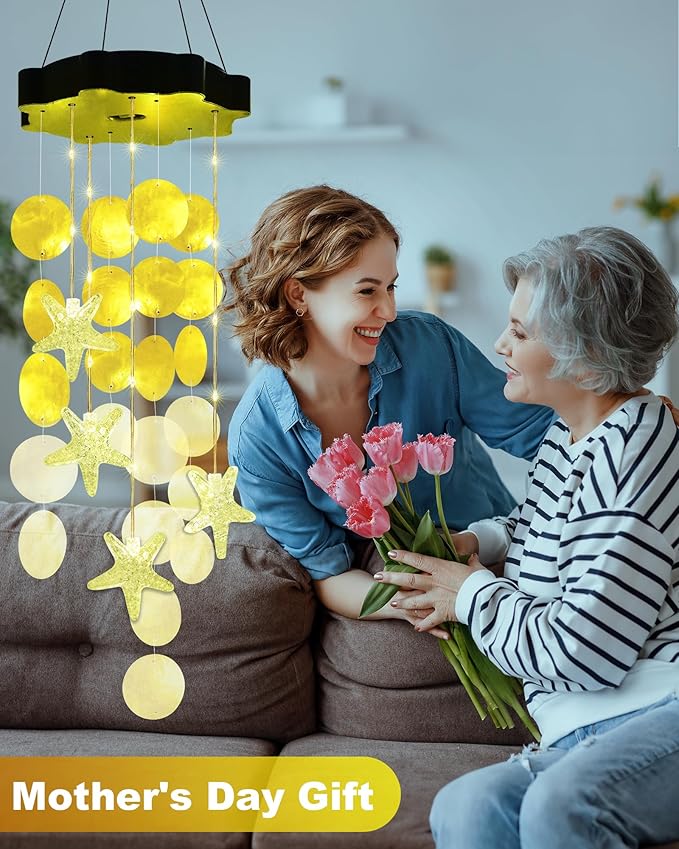 Toodour Solar Wind Chimes for Outside, Shells Light Gifts for Mom Grandma Women - Image 2
