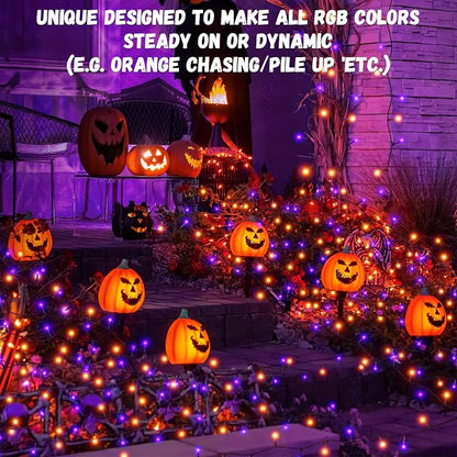 200LED Orange and Purple String Lights 63 Ft Halloween Light 8 Modes Twinkle - Image 2