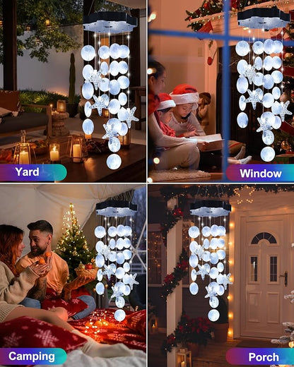 Toodour Solar Wind Chimes for Outside, Shells Light Gifts for Mom Grandma Women - Image 5