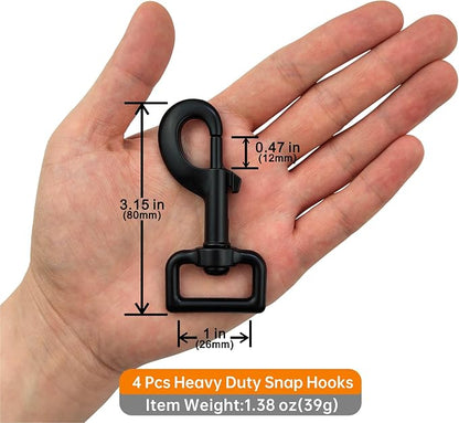 Garwor 4 Pcs 1 Inch Heavy Duty Black Electrophoresis Coating Swivel Snap Hooks - Image 5
