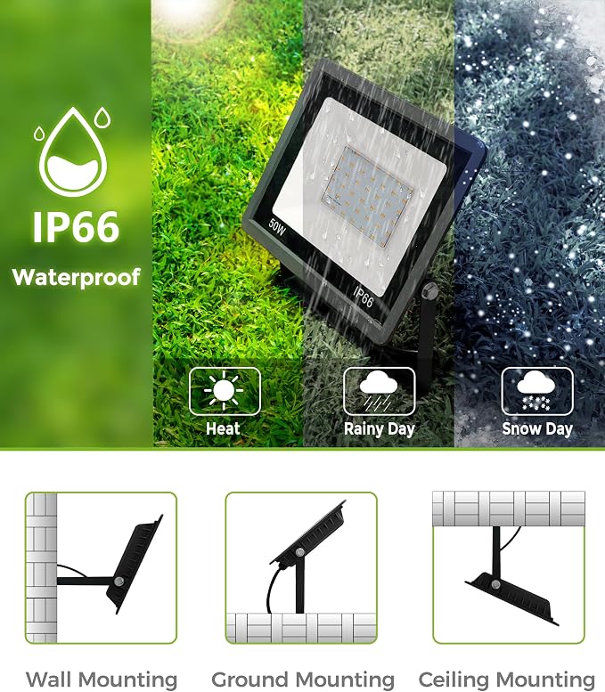 L LOHAS LED Red Flood Light Outdoor,    50W Plug in Flood - Image 4