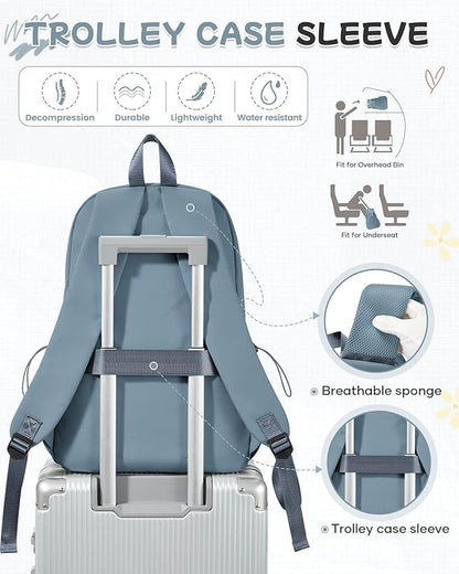 SEAFEW Small Blue Backpack for School Women Girls, Waterproof Bookbag Cute High - Image 6