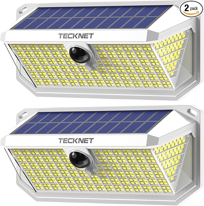 TECKNET 416 LED Solar Powered Outdoor Lights, 270° Angle & 3 Lighting Modes by Tecknet