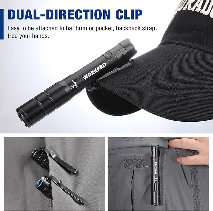 WORKPRO Rechargeable Pen Light, Mini Flashlight, 2 Pack Ultra-Compact EDC - Image 5