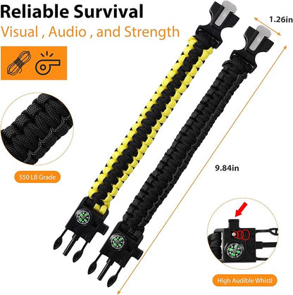 Bracelets, Survival Bracelets for Men Paracord Tactical 5-in-1 Camping Gear Kits - Image 2