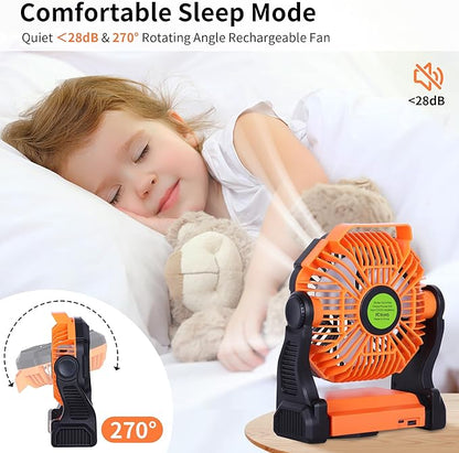 Portable Fan Rechargeable Battery Powered Fan, 270°Pivot Cordless Battery - Image 3