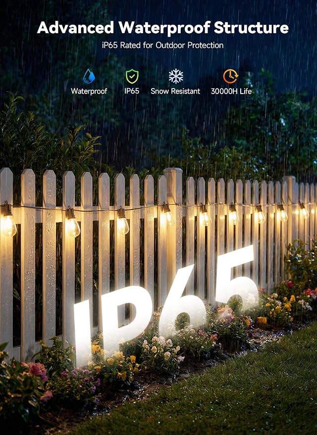Minetom 80FT Outdoor String LED Patio Lights Waterproof, 24 Shatterproof S14 - Image 4