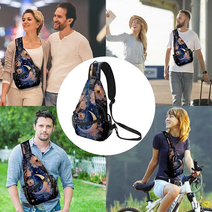 FyLybois Moon Sling Bag for Women Lightweight Crossbody Backpack Casual Daypack - Image 2